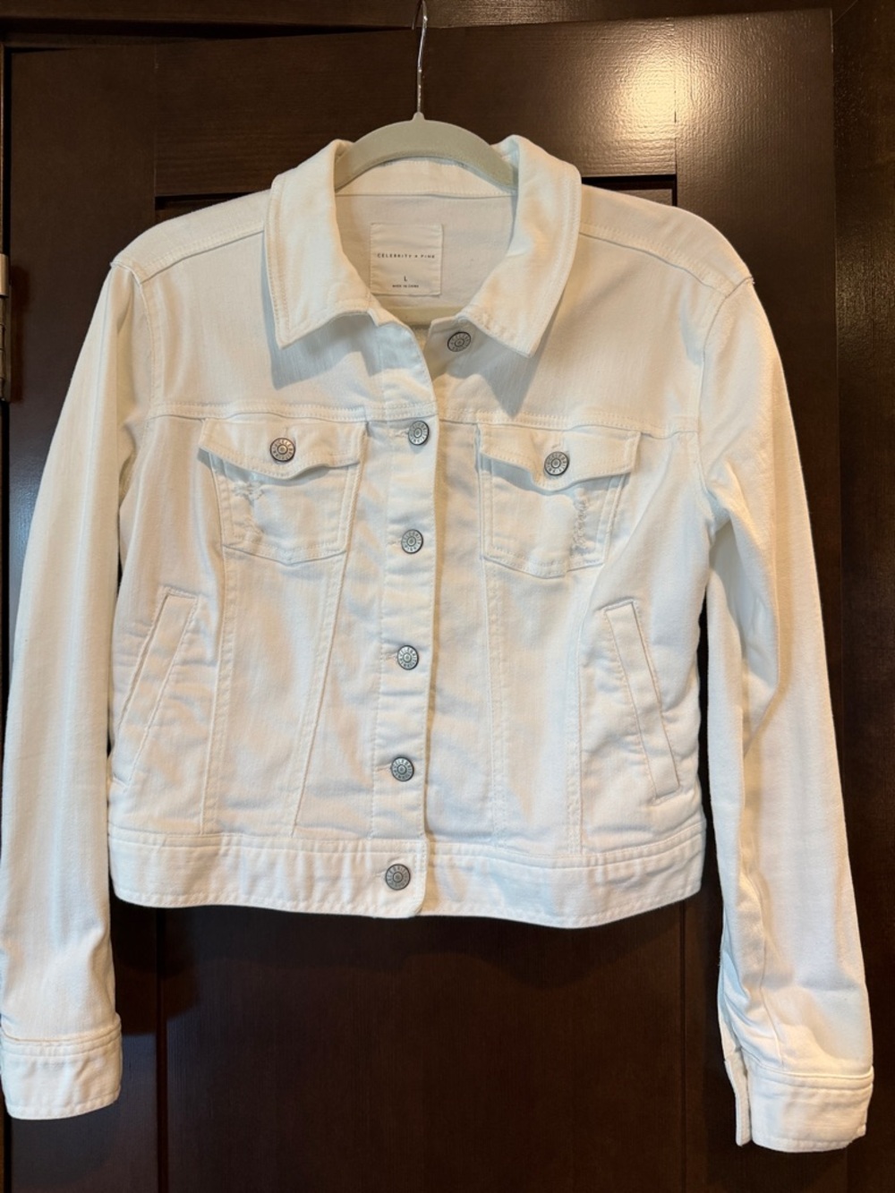Celebrity Pink White Denim Jean Jacket